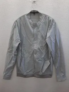 メンズノーカラー長袖ボタンシャツ/XL