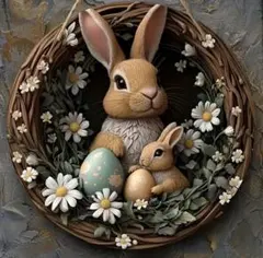 イースターウェルカムボード　ナチュラルテイスト かわいいうさぎ