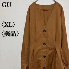 A100 GU フロントボタンノーカラーコート スプリングコート 薄手 XL 春のサムネイル