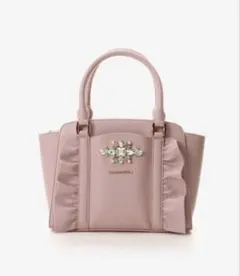 Samantha Vega ビジューフリルハンドバッグ ピンク