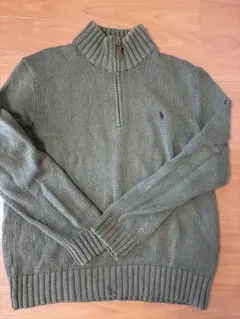 Ralph Lauren ハーフジップ ニット セーター カーキのサムネイル