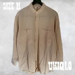 UNIQLO ワイドフィットスタンドカラーストライプシャツ M