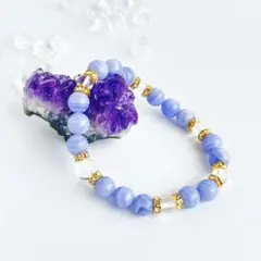 最上級！5Aグレード天然クリスタル　ブルーレースアゲート 内周15cm