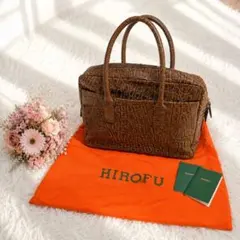 【HIROFU】クロコ型押し レザー ハンドバッグ ボストンバッグのサムネイル