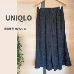 UNIQLO ユニクロ　ドレープ　ドット柄　ワイド　クロップドパンツ　M
