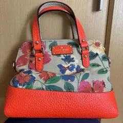 Kate Spade 花柄トートバッグ オレンジ