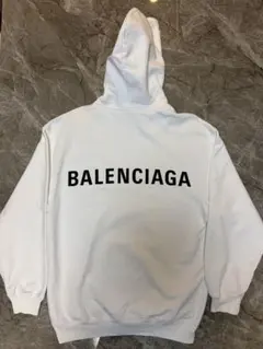 美品❗️BALENCIAGA ロゴ プルオーバースウェットフーディ ホワイト 