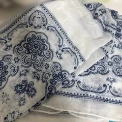 【ペイズリー柄ストール】ロングスカーフ 大判 薄手 ブルー（追記、画像あり）