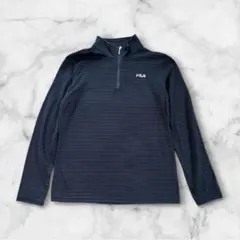 FILA フィラ ハーフジップ カットソー M レディース ネイビー ボーダー
