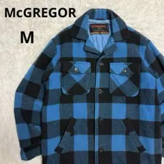 90s McGREGOR チェック ウール ジャケット シャツ ブルー M