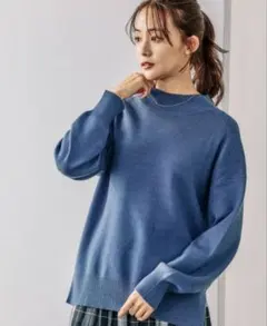 GLOBALWORK メルティスタンドスリットプルオーバー　L　ブルー