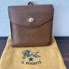 IL BISONTE 二つ折り財布 がま口 イルビゾンテ 本革 袋付き