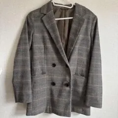 グレー系チェック柄ダブルブレストジャケット