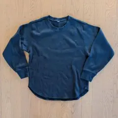 美品 UNIQLO ユニクロ ワッフル ロングTシャツ ブラック L