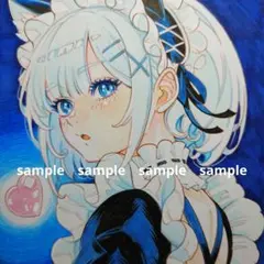 手描きイラスト 289】ファンアートアナログ原画色紙「妖怪大好き 愛し