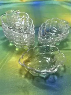 透明ガラス製 葡萄 デザート皿 7個セット