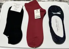 レディース靴下3点セットまとめ売りシンプルカジュアル