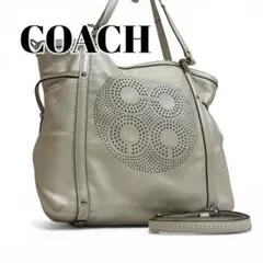 COACH コーチ 2WAY トートバッグ ショルダーバッグ レザー アイボリー