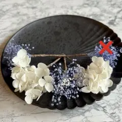 ドライフラワー髪飾り　ヘッドパーツ　前撮り　成人式　結婚式　ホワイトブルー