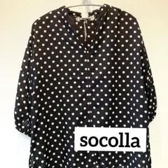 【socolla】 メイソングレイ ソコラ バックリボンブラウス ドット柄