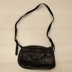 パイソン 蛇革 JRA ショルダーバッグ　黒色　本革