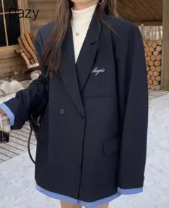 ネイビー ジャケット　DAZY 韓国ファッション　オフィスカジュアル