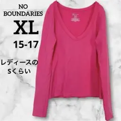 希少✨NO BOUNDARIES 【XL15-17】　リブ編みVネック　ニット