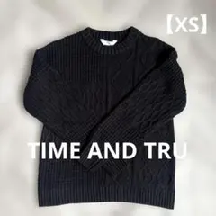 TIME AND TRU ブラック ケーブルニットセーター 【XS】 中美品　黒