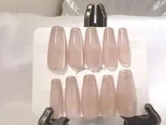 ロングバレリーナ　白グラデ仕込み　マグネット　フラッシュラメ　ネイルチップ