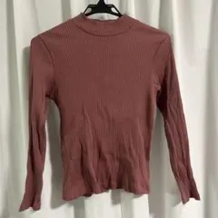 UNIQLO リブ編みハイネックトップス M ピンク