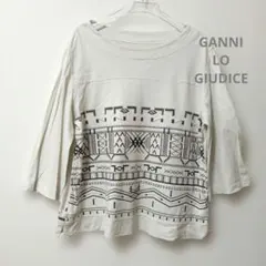 GIANNI LO GIUDICE 刺繍デザイン 半袖カットソーシルキーホワイトのサムネイル