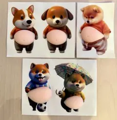 5種セット！おなかシール 柴犬 ぷにぷに もちもちマシュマロシールシール即曰発送
