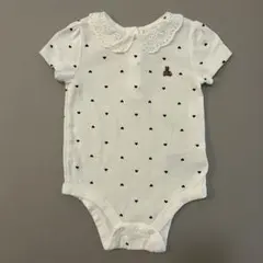 GAPロンパース①ハート柄レース襟くま 白