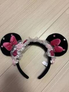 ディズニーカチューシャ　フリル　ピンクリボン　バラ　廃盤のサムネイル