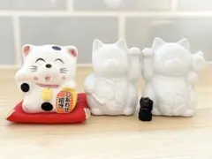 招き猫 猫 陶器製 しあわせ招き猫 招福 縁起物 フィギリン 豆招き猫 セット