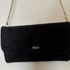 AHKAH ブラックスエードショルダーバッグ