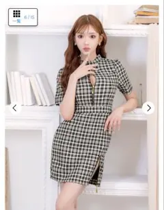 ここあ様専用　ジップ付き　ツイードナイトドレス