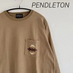 PENDLETON ペンドルトン ブラウン ロンT 長袖 刺繍　サイズM