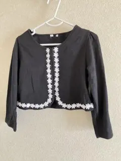 黒のフラワー刺繍カーディガン 110cm