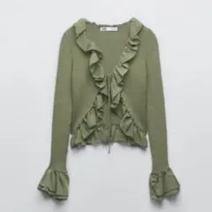 ZARA フリルニットカーディガン