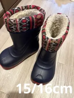 子供用スノーブーツ 15/16cm ネイビー/レッド