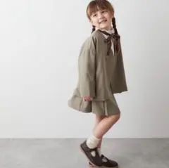 値下げ【riziere】ノーカラージャケットスカートセットアップ　カーキベージュ