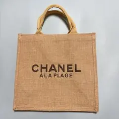 CHANELノベルティジュートトートバッグ A LA PLAGE 非売品 麻 - メルカリ