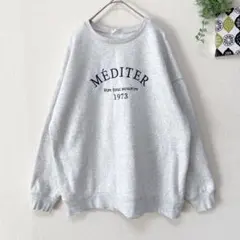 裏起毛スウェット トレーナー M 英字刺繍 ゆったり カジュアル 大人可愛い