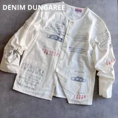 DENIM DUNGAREE キャンバス 総柄 ノーカラージャケット　ナチュラル