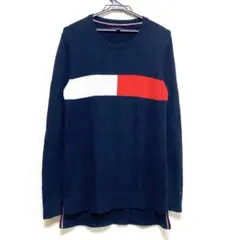 【美品】TOMMY HILFIGER メンズ セーター M 長袖 紺 秋冬 人気