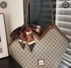 トートバッグ ベージュ ブラウン リボン付き　SHEIN バッグ