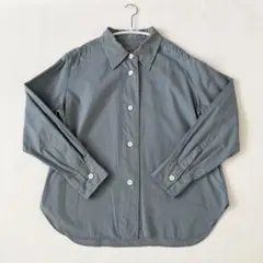 マーガレットハウエル サイズⅠ 綿×毛 長袖シャツ ネイビー 美品 