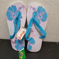 ★19/20cm★　カラフル　新品・タグ付　ハイビスカス　水色xピンク