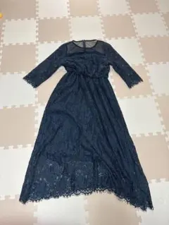 ネイビー レース パーティードレス Mサイズ